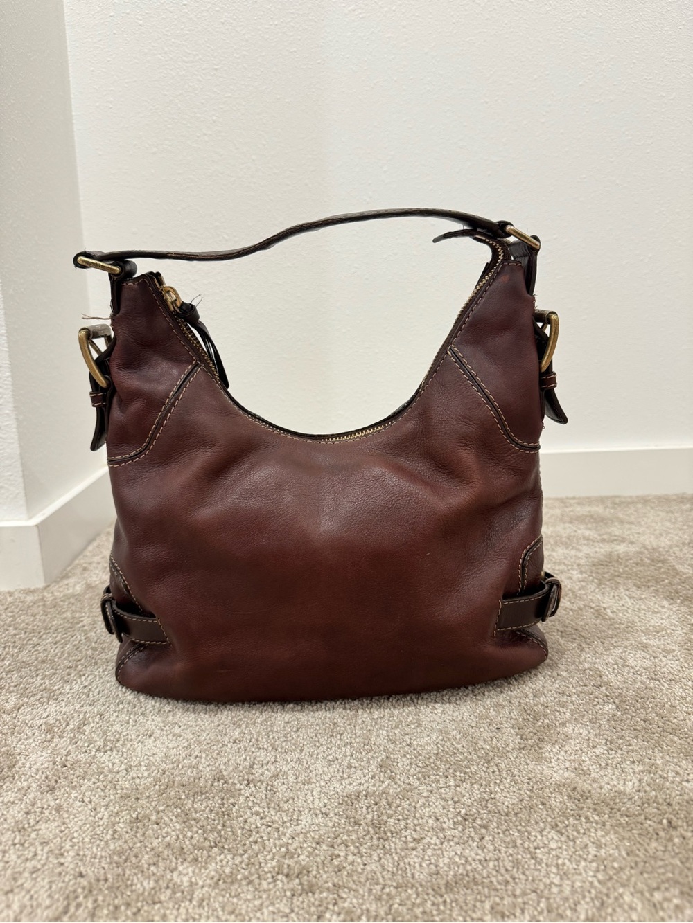 Vintage Michael Kors Brown Leather Hobo Bag Y2K Slouchy Shoulder Purse